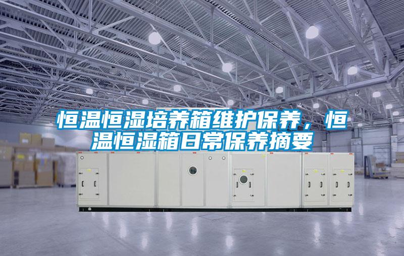恒溫恒濕培養箱維護保養，恒溫恒濕箱日常保養摘要